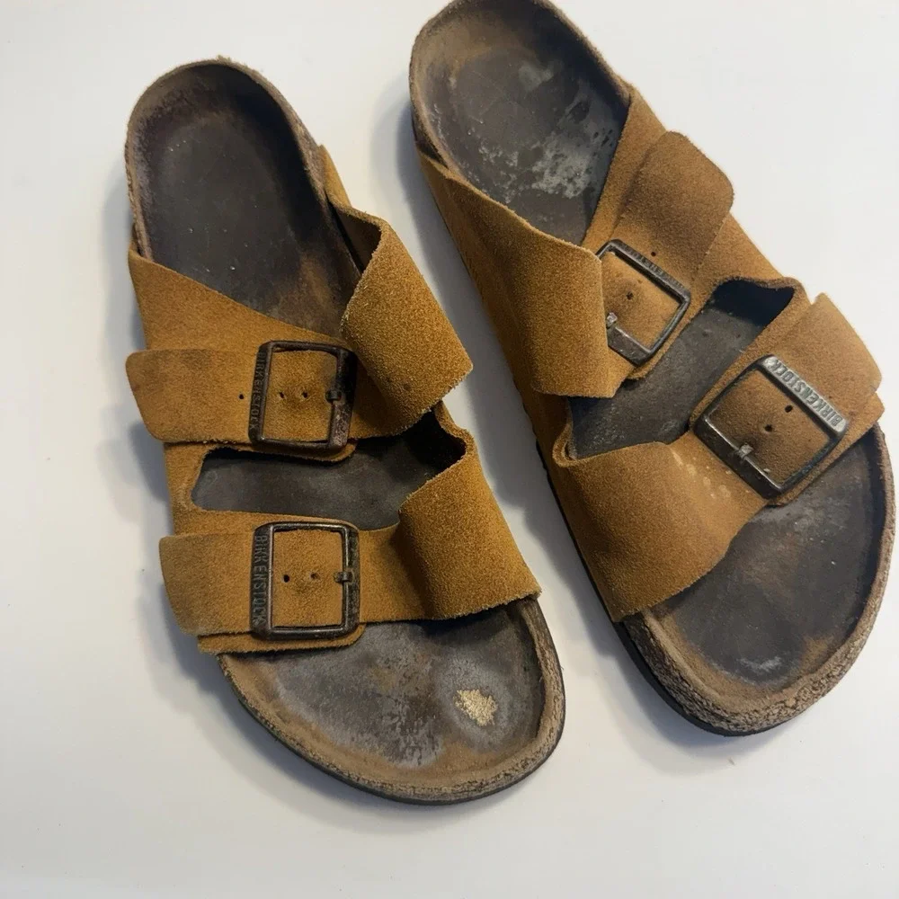 Birkenstock Arizona Suede Brown Sandals Vintage Sz 39 (8-8.5) Women's - Picture 4 of 10